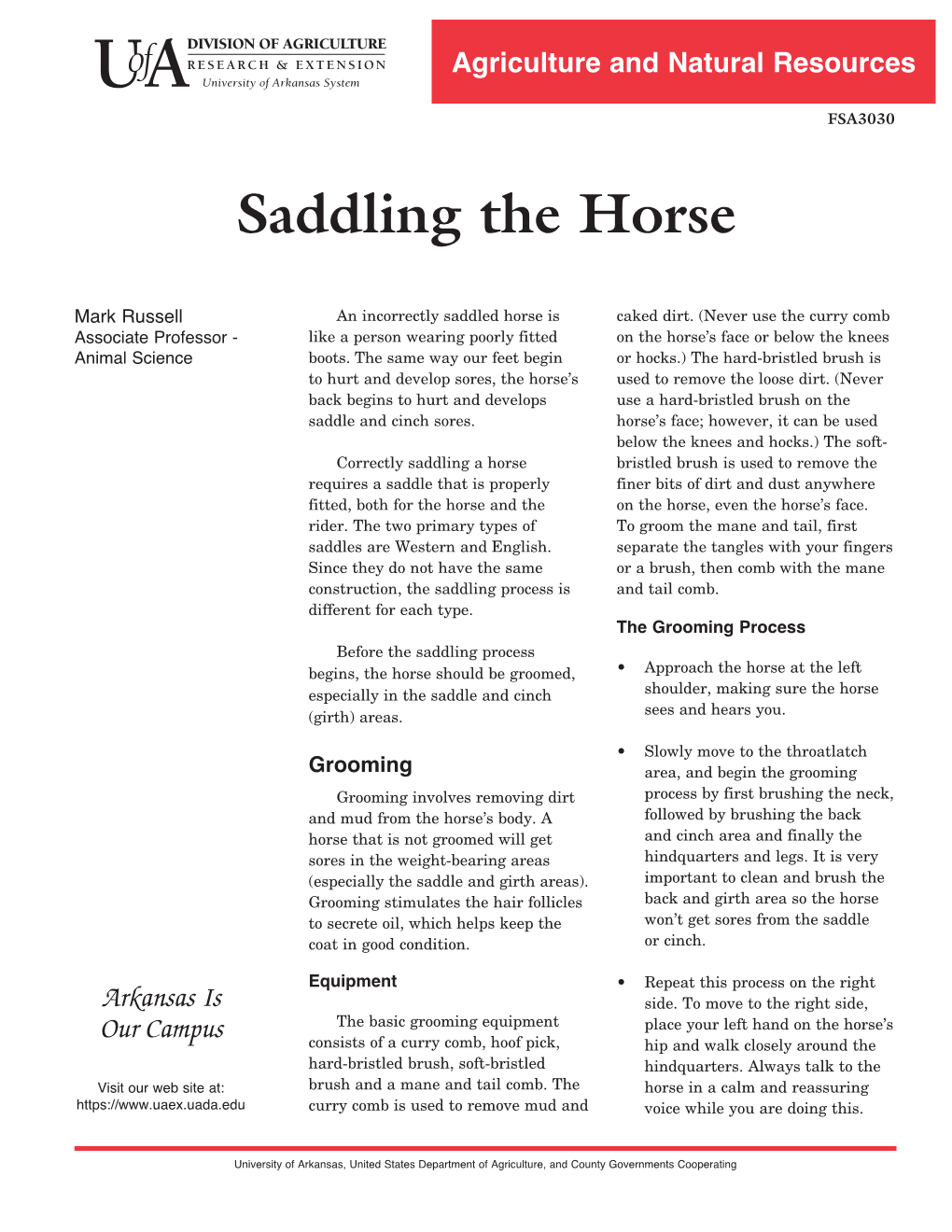 Saddling the Horse FSA3030
