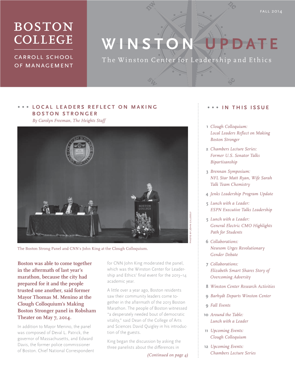 WINSTON UPDATE the Winston Center for Leadership and Ethics