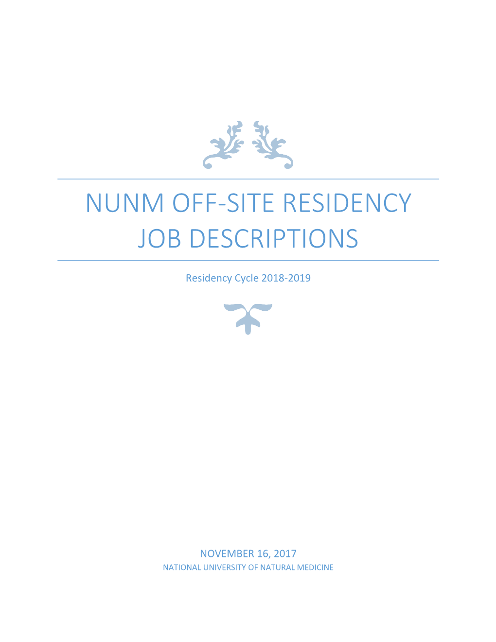 Nunm Off-Site Residency Job Descriptions