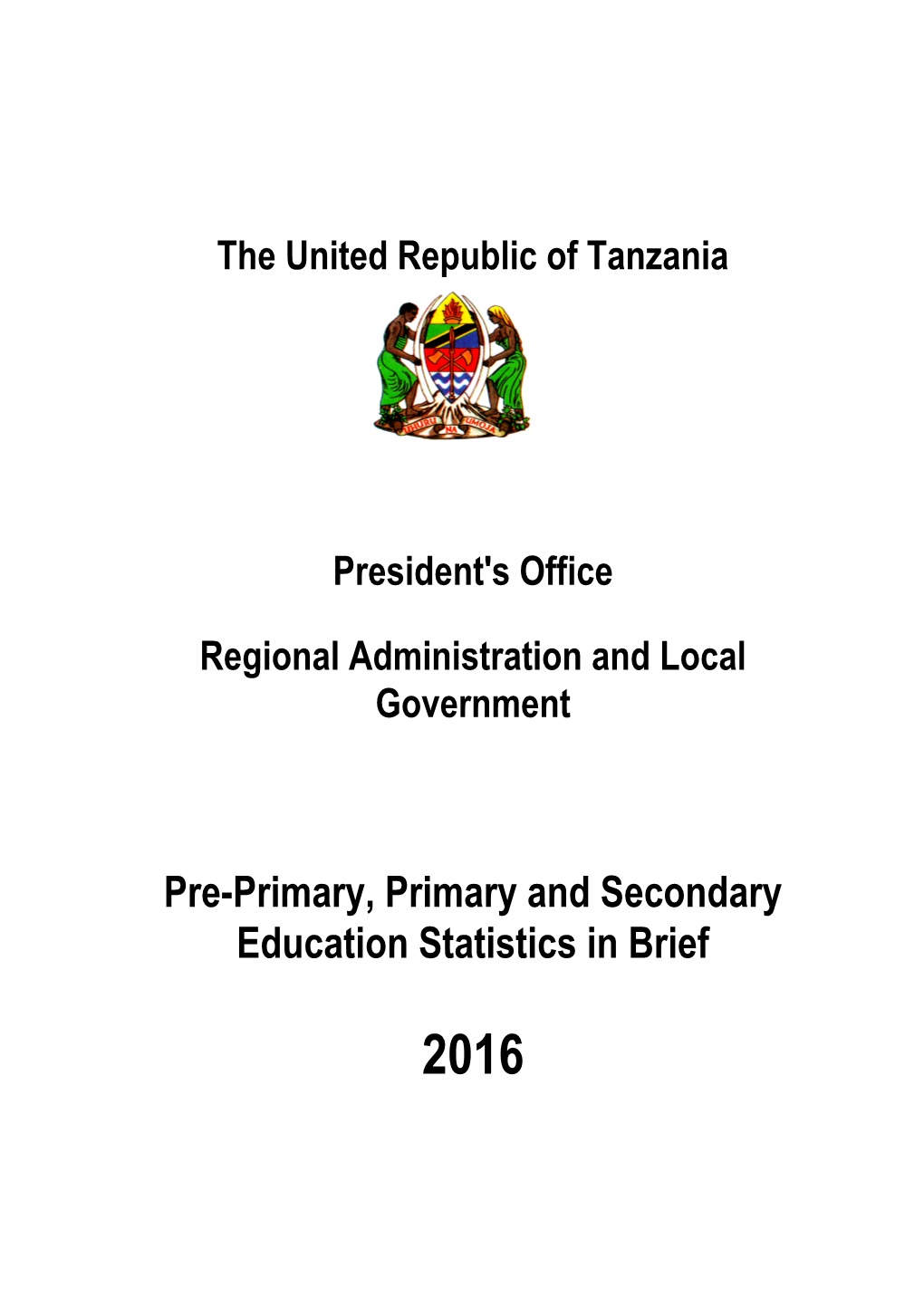 Pre-Primary, Primary and Secondary Education Statistics in Brief