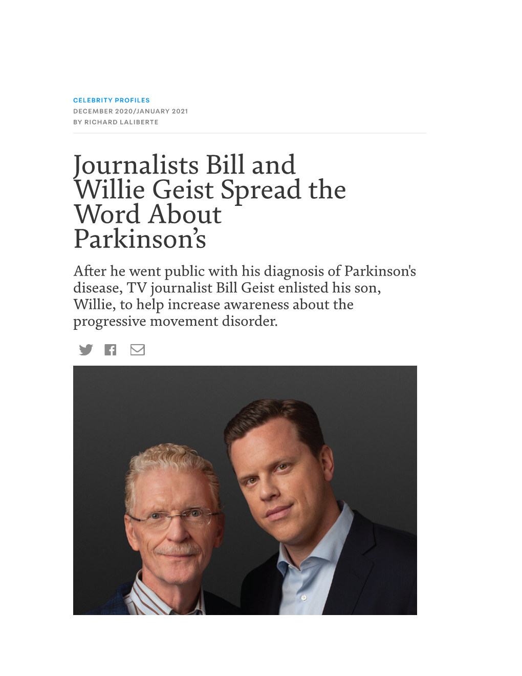 Journalists Bill and Willie Geist Spread the Word About Parkinson's