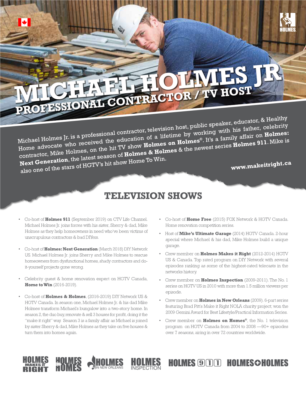 Michael Holmes Jr Professional Contractor / Tv Host