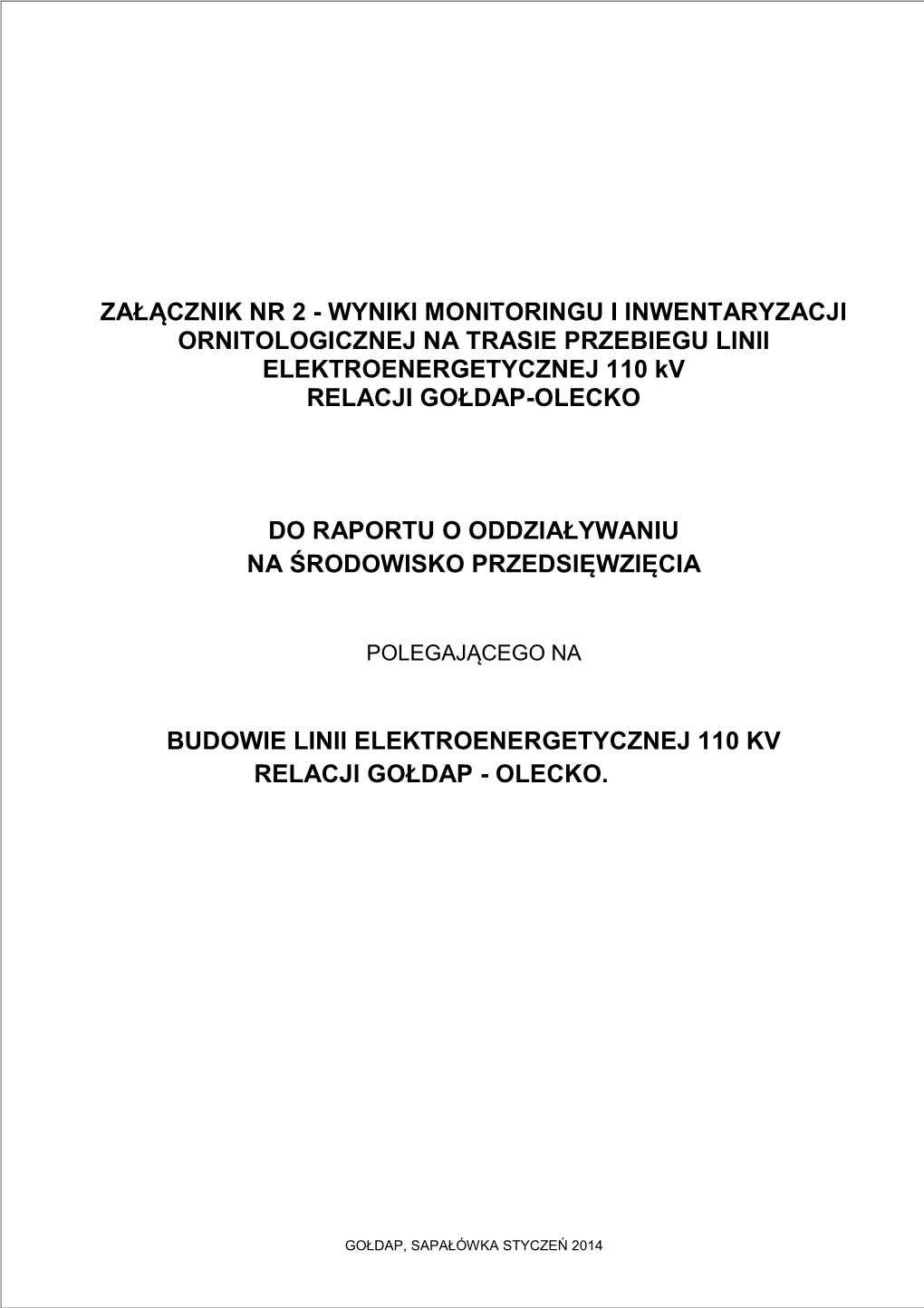 2- Raport Ornitologiczny Linia 110 Kv Gołdap-Olecko
