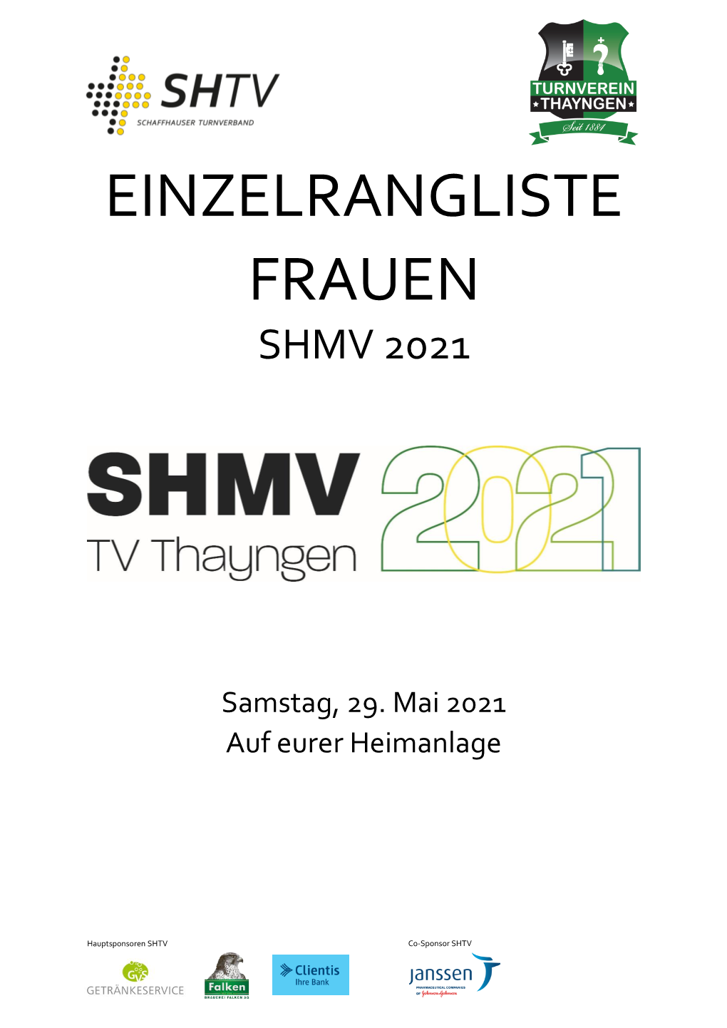 Einzelrangliste Frauen Shmv 2021