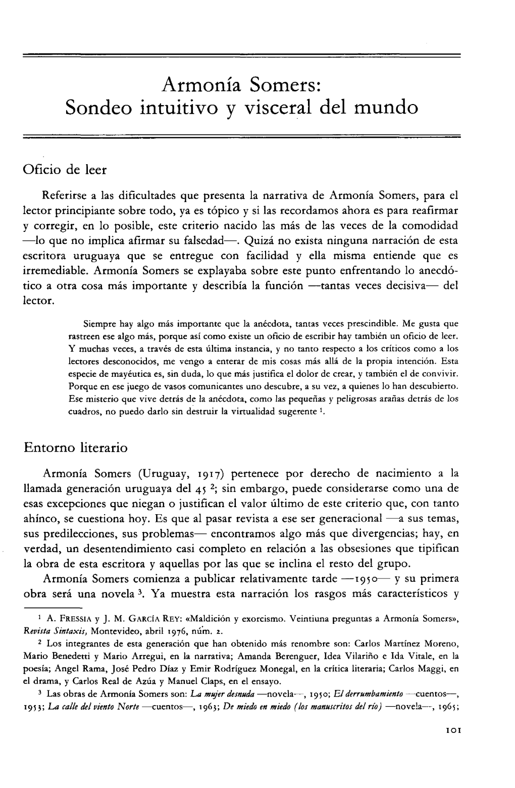 Armonía Somers: Sondeo Intuitivo Y Visceral Del Mundo