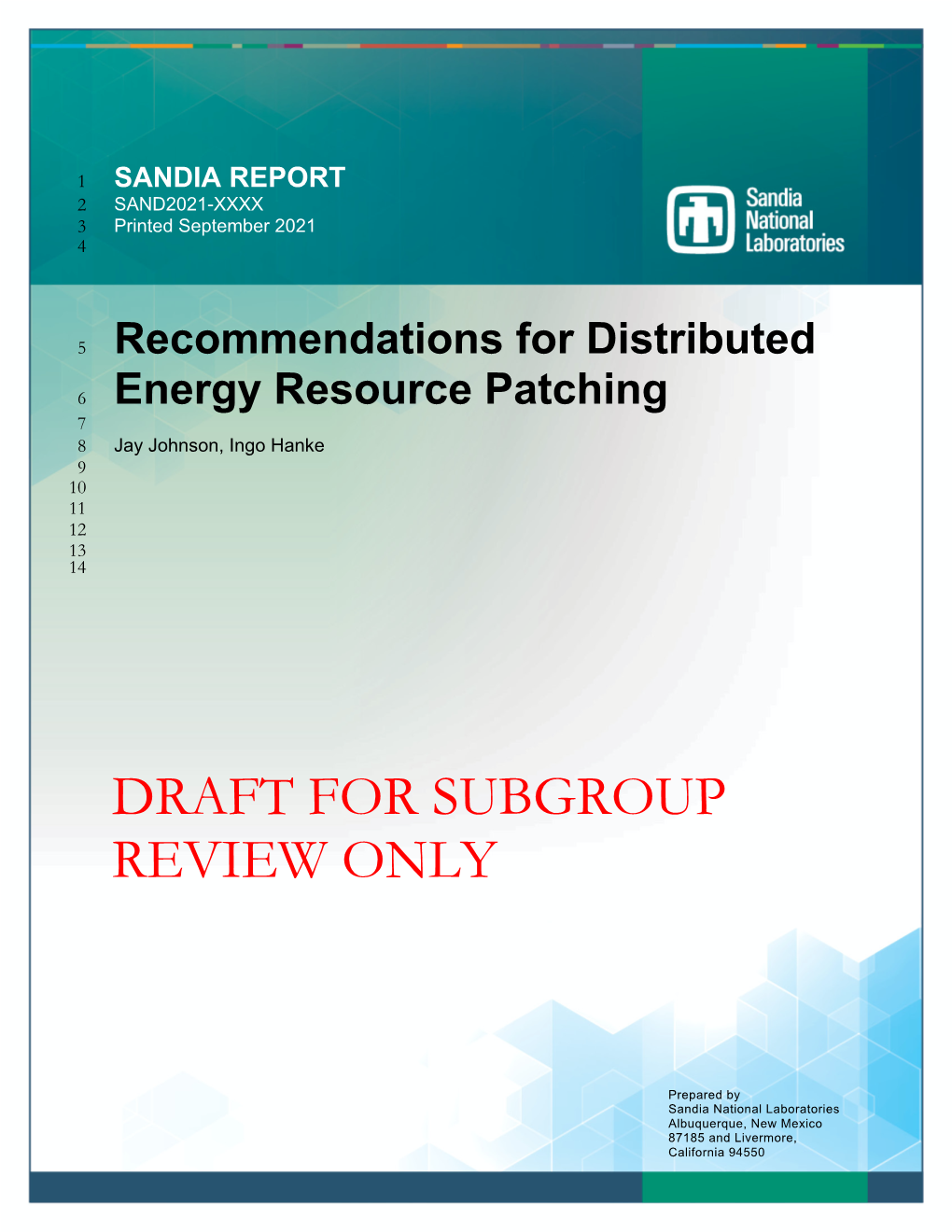 Recommendations for Distributed Energy Resource Patching