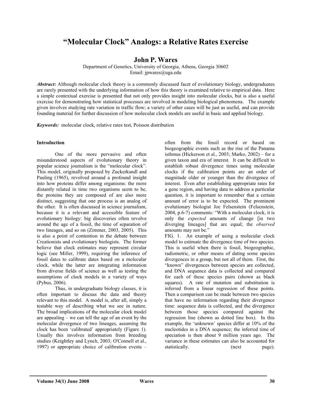 Molecular Clock” Analogs: a Relative Rates Exercise