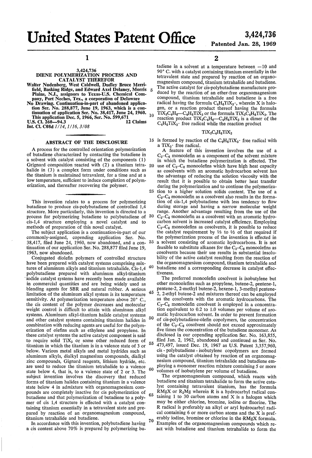 United States Patent Office Patented Jan