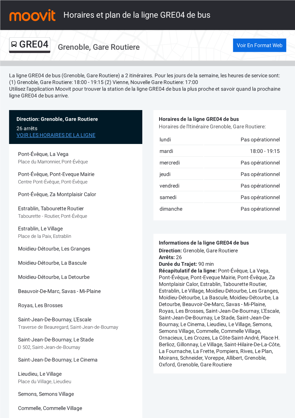 Horaires Et Trajet De La Ligne GRE04 De Bus Sur Une Carte