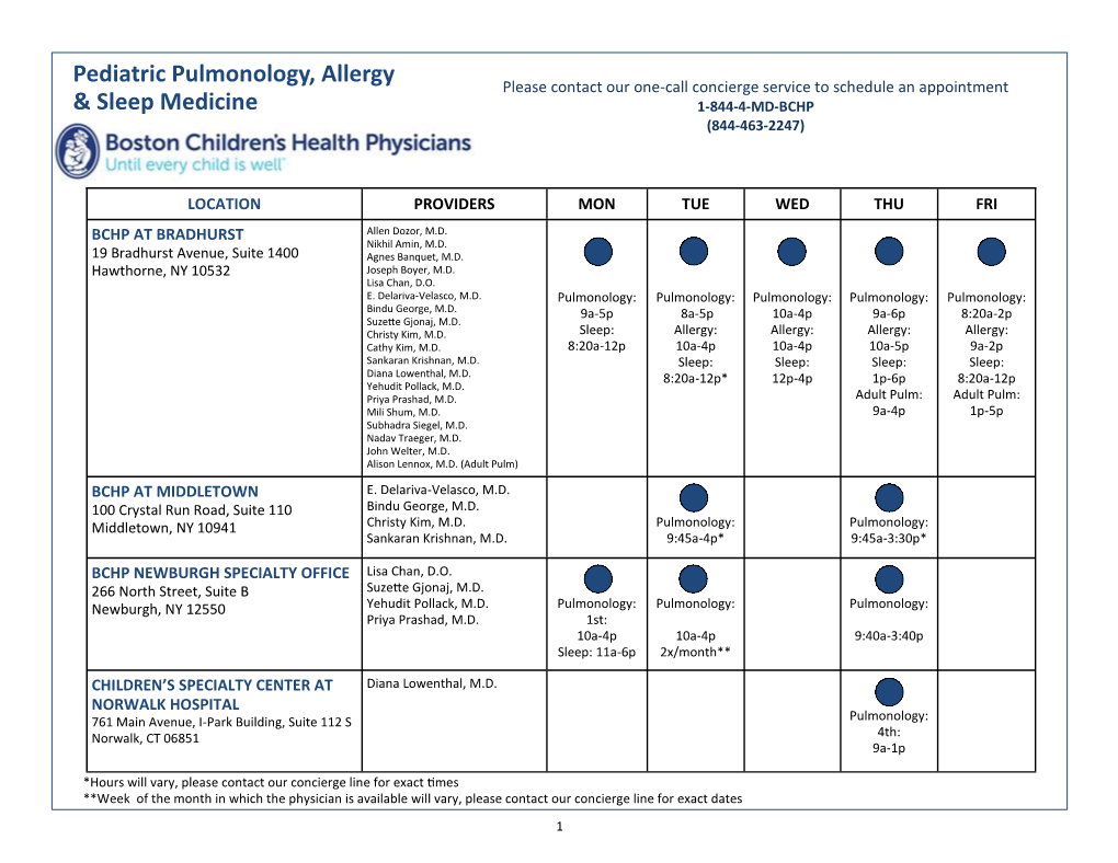Pediatric Pulmonology, Allergy & Sleep Medicine