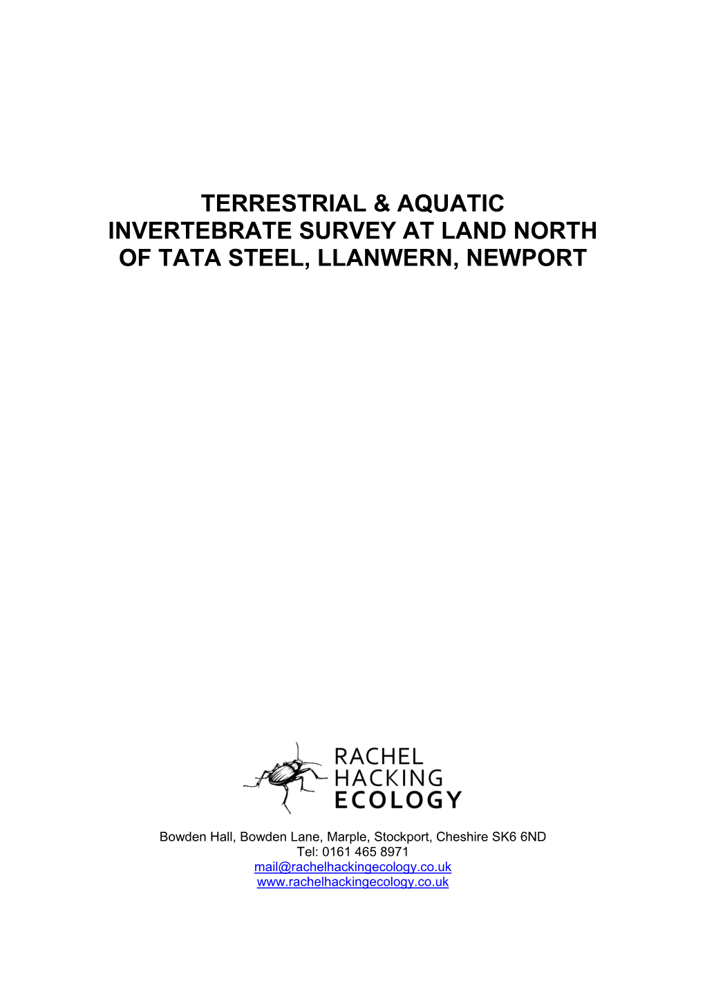 Terrestrial and Aquatic Invertebrate Survey at Land North of Tata Steel