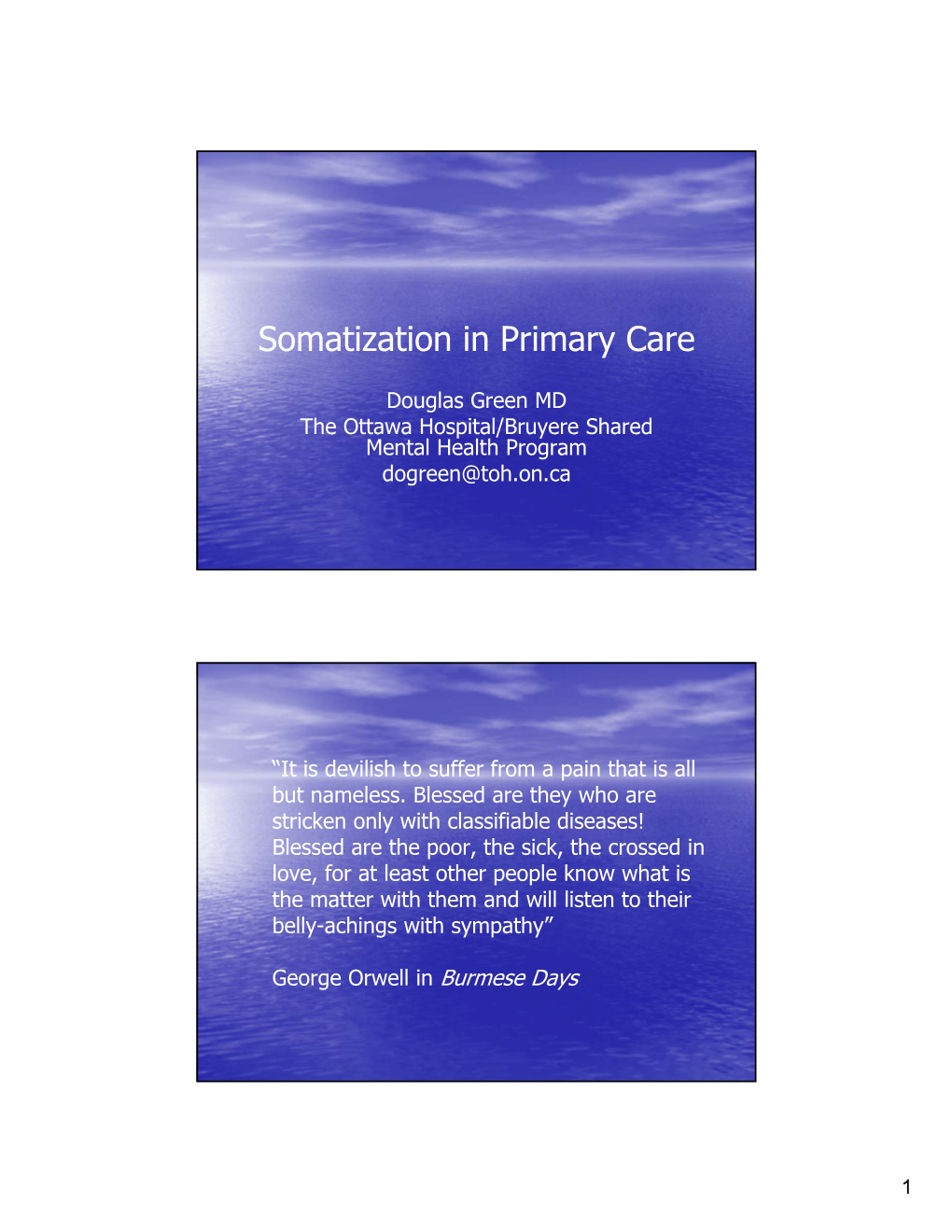 Somatization in Primary Care