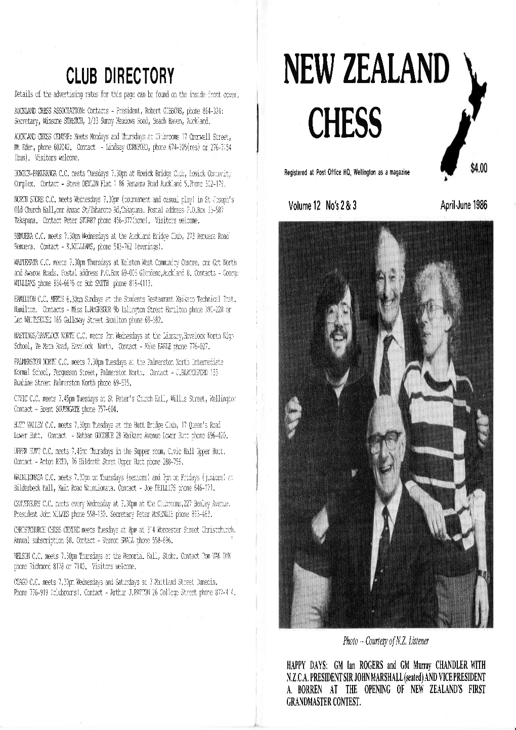 New Zealand Chess 1Rl,Ry,Rl NEW ZEALAND CHESS Association