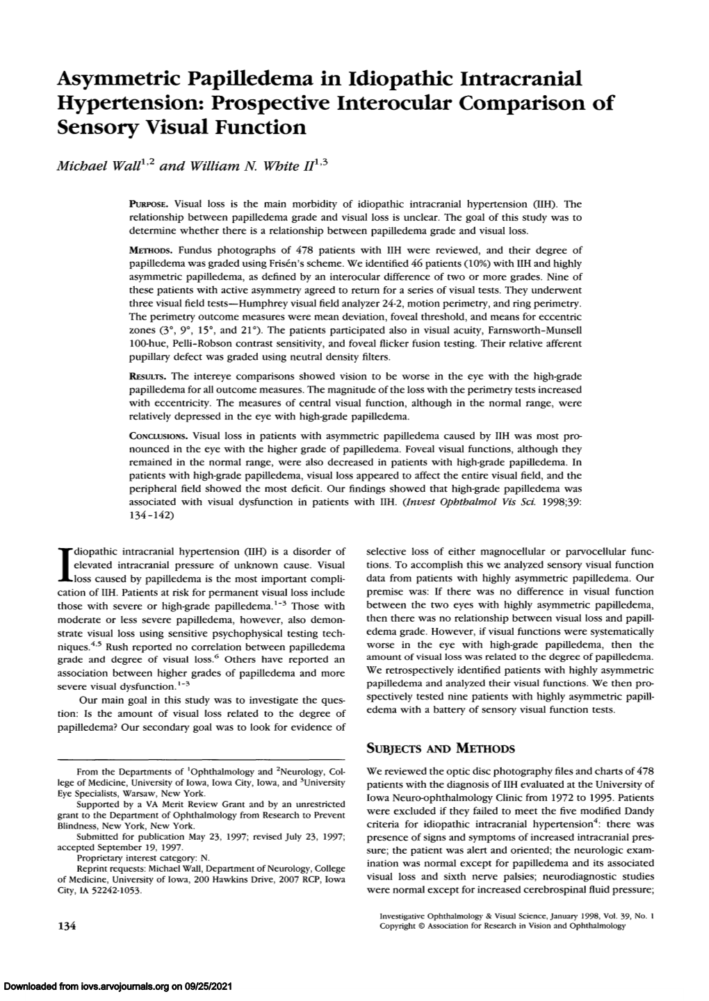 Asymmetric Papilledema in Idiopathic Intracranial Hypertension: Prospective Interocular Comparison of Sensory Visual Function