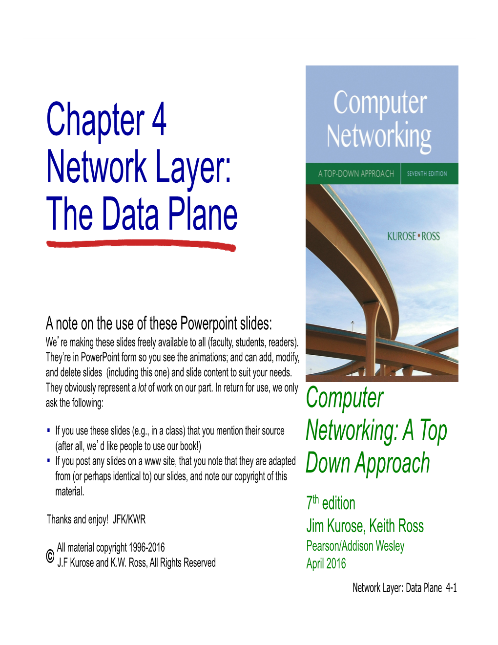 Chapter 4 Network Layer: the Data Plane