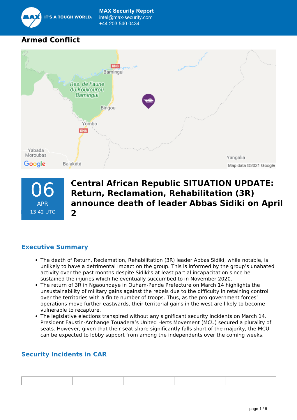 3R) APR Announce Death of Leader Abbas Sidiki on April 13:42 UTC 2