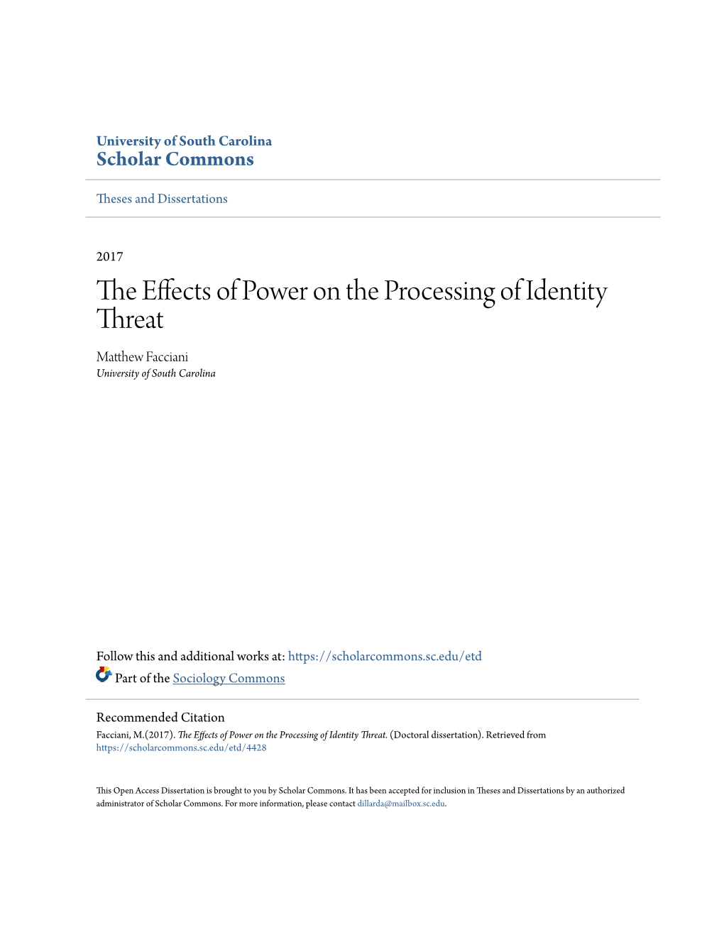 The Effects of Power on the Processing of Identity Threat