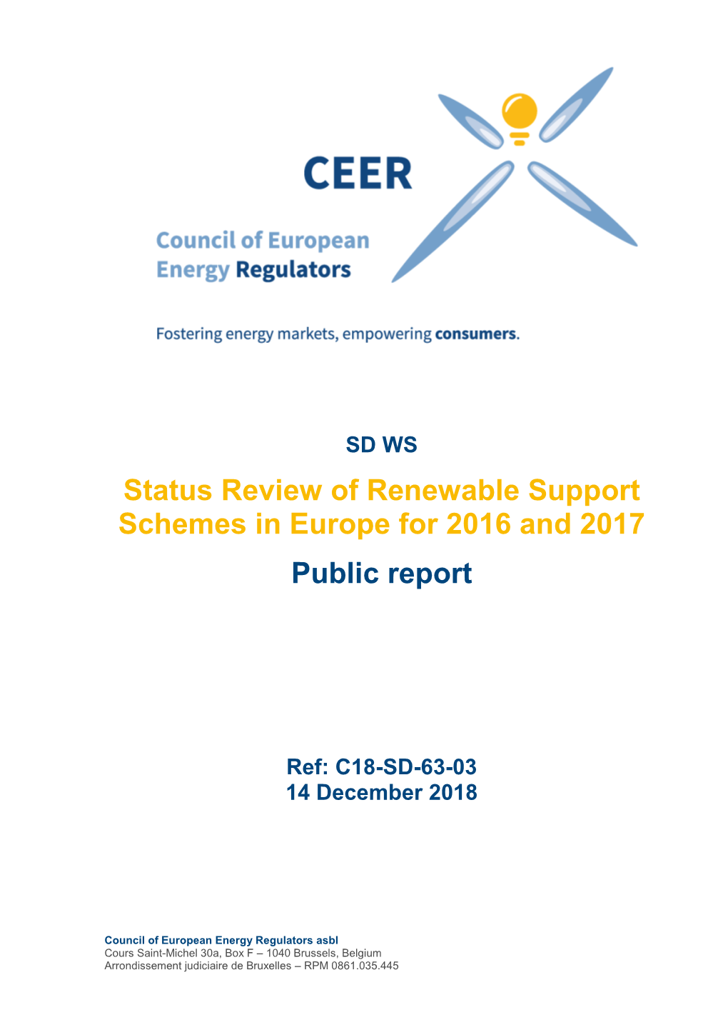 Status Review of Renewable Support Schemes in Europe for 2016 and 2017