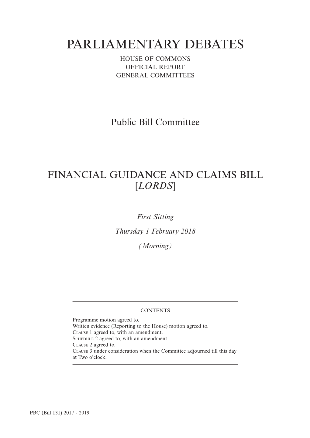 Financial Guidance and Claims Bill [Lords]