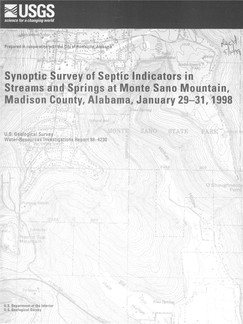 Synoptic Survey of Septic Indicators in Streams and Springs at Monte Sano Mountain, Madison County, Alabama, January 29-31,1998