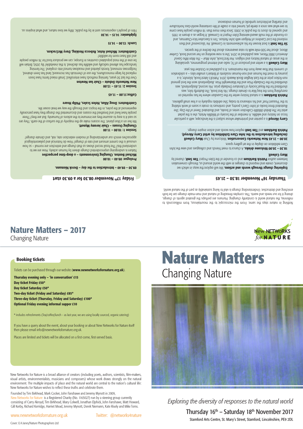 Nature Matters – 2017 New NETWORKS Changing Nature for N a T U R E
