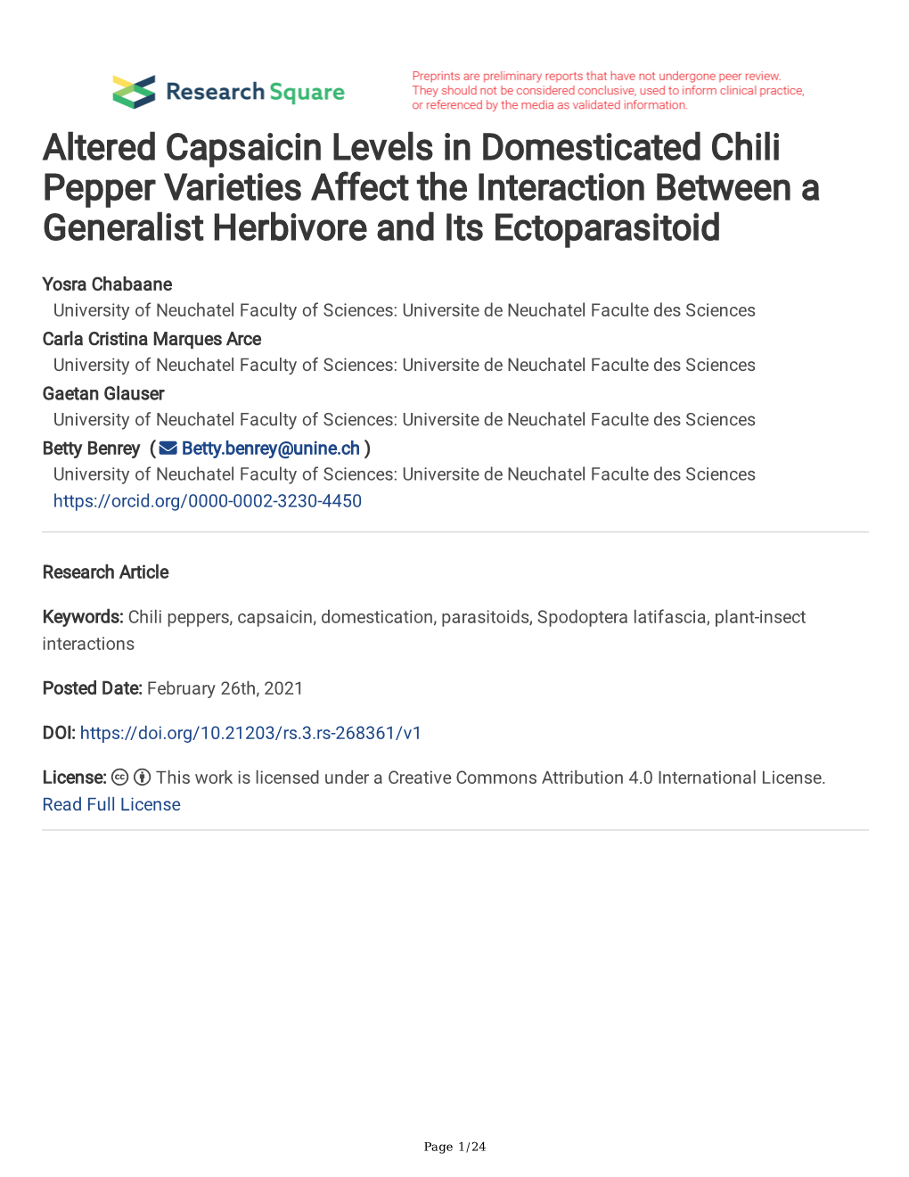 Altered Capsaicin Levels in Domesticated Chili Pepper Varieties Affect the Interaction Between a Generalist Herbivore and Its Ectoparasitoid