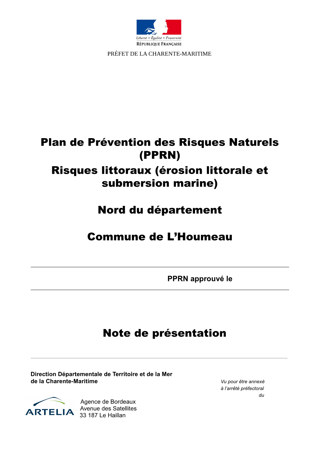 Plan De Prévention Des Risques Naturels (PPRN) Risques Littoraux (Érosion Littorale Et Submersion Marine)