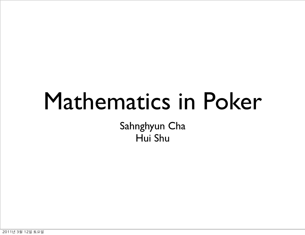 Poker Sahnghyun Cha Hui Shu