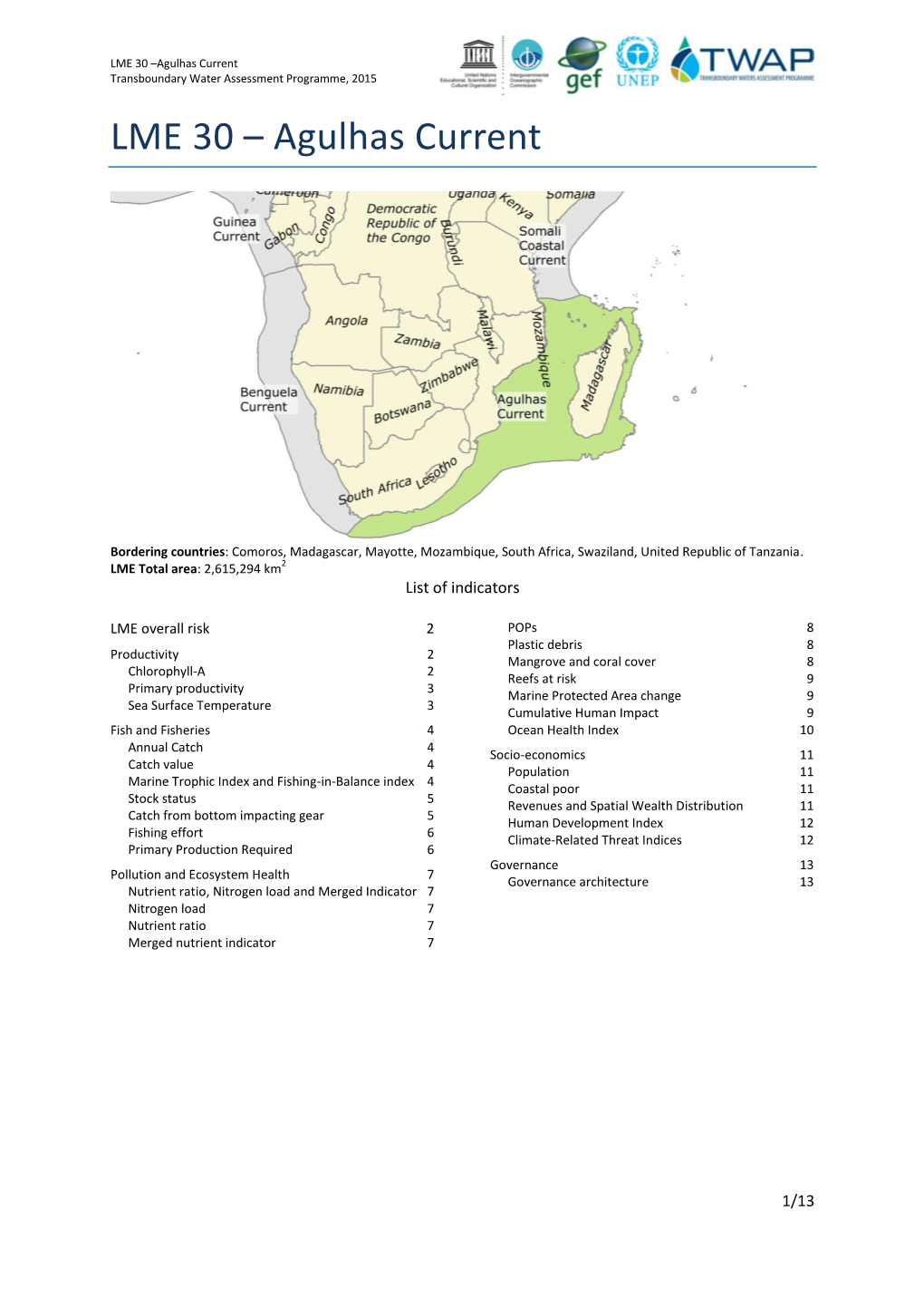 Agulhas Current Transboundary Water Assessment Programme, 2015