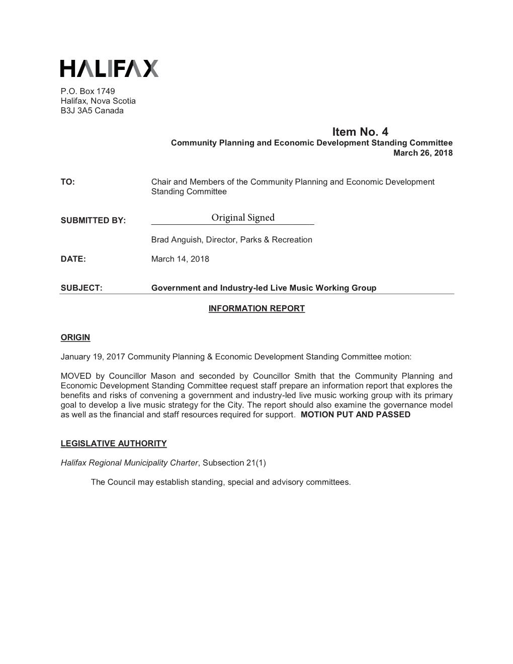 Item No. 4 Community Planning and Economic Development Standing Committee March 26, 2018