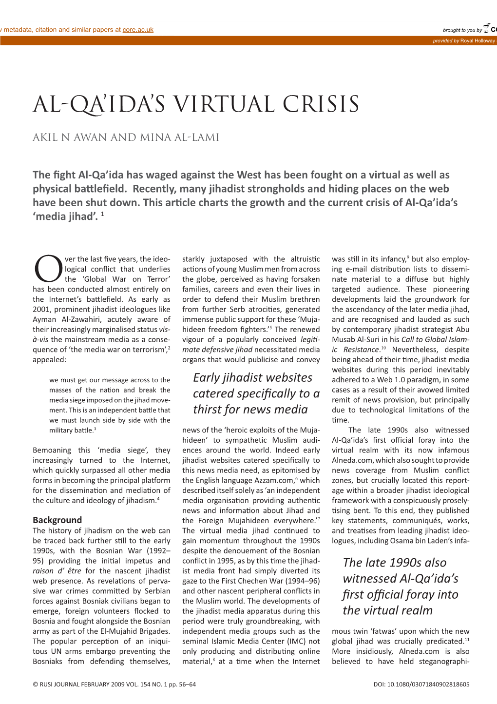 Al-Qa'ida's Virtual Crisis