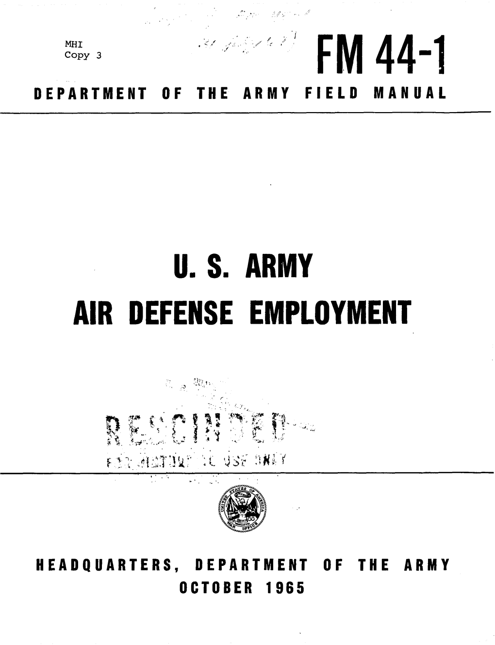 U. S. Army Air Defense Employment