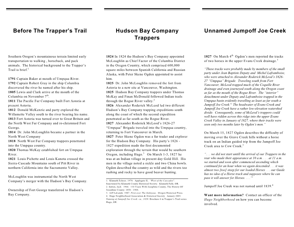 Hudson Bay Company Trappers Under Thomas As Far As the Mouth of the Rogue River