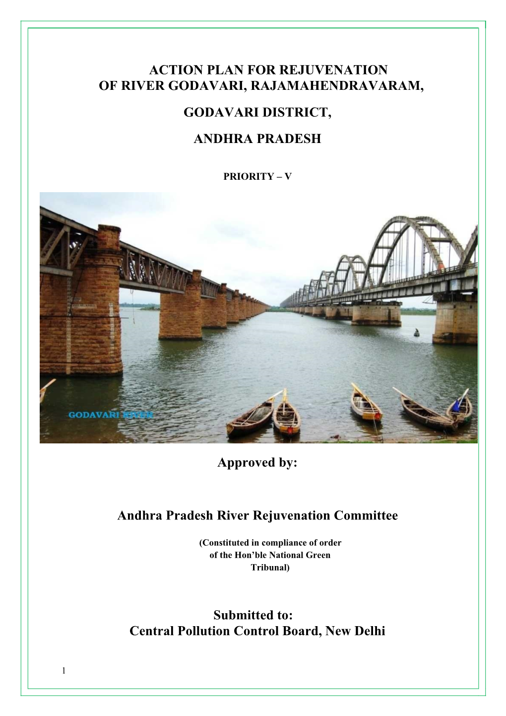 Action Plan for Rejuvenation of River Godavari, Rajamahendravaram, Godavari District, Andhra Pradesh