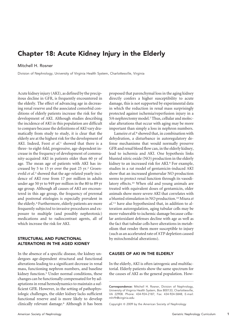 Chapter 18: Acute Kidney Injury in the Elderly