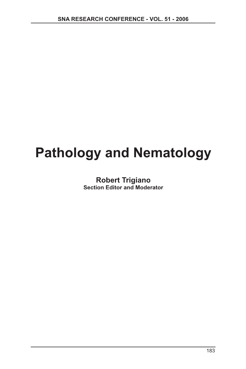 Pathology and Nematology