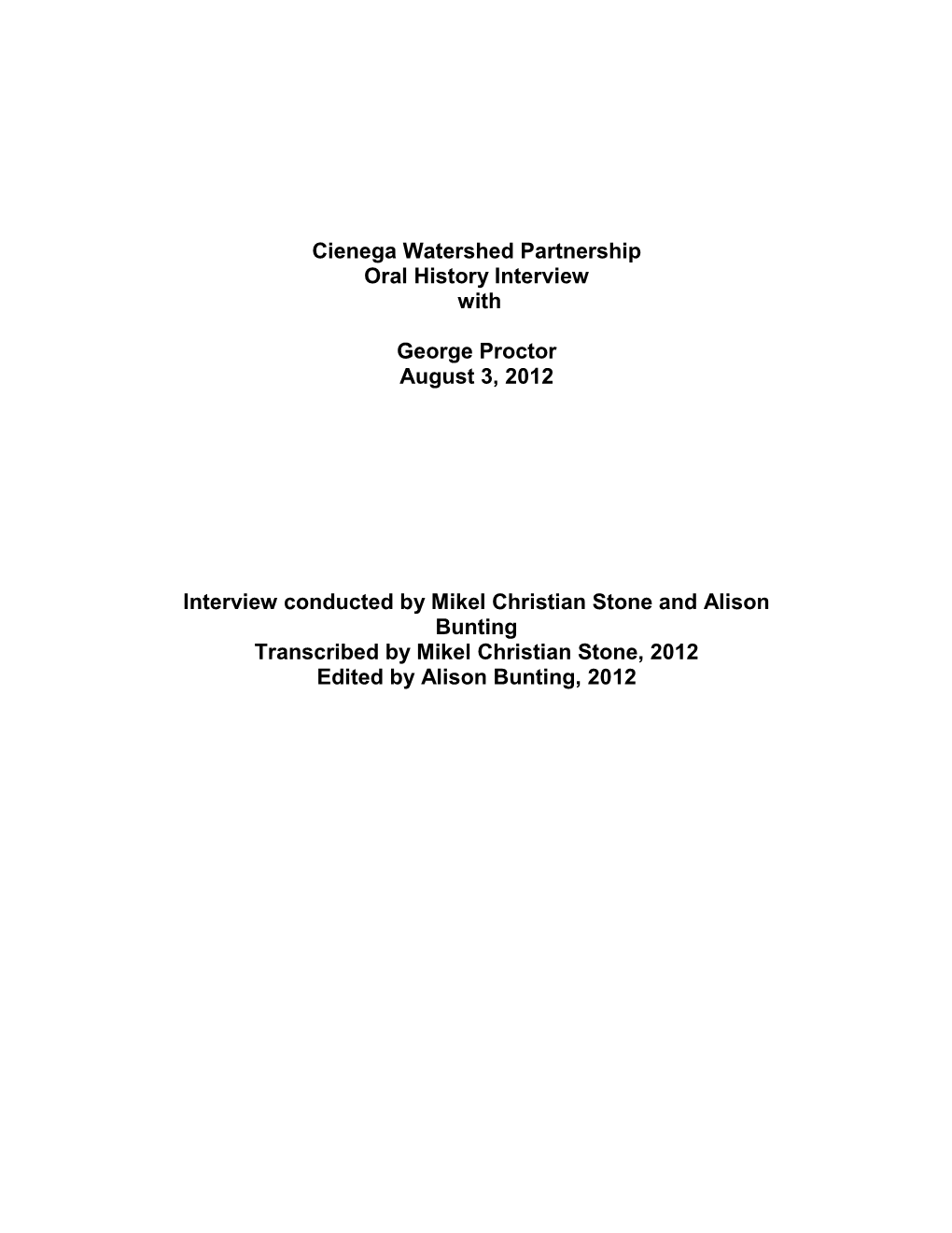 Interview with George Proctor on Water Resources and Politics In