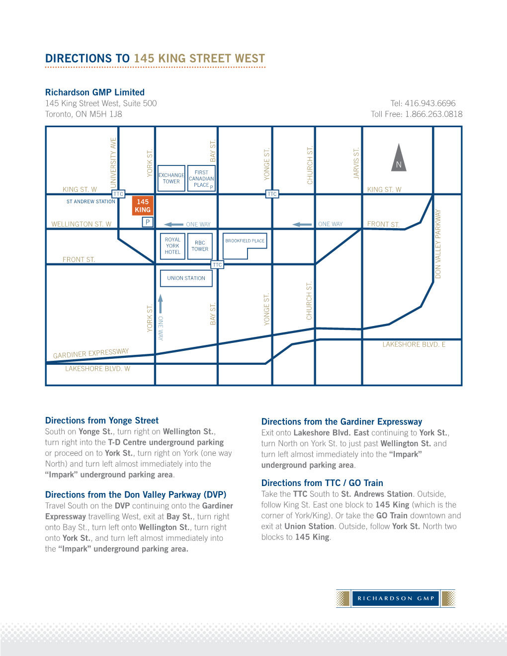 Directions to 145 King Street West