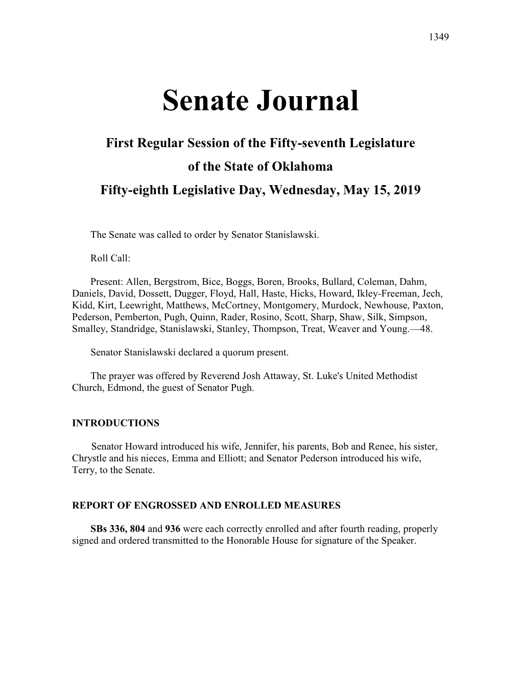 Senate Journal May 15, 2019