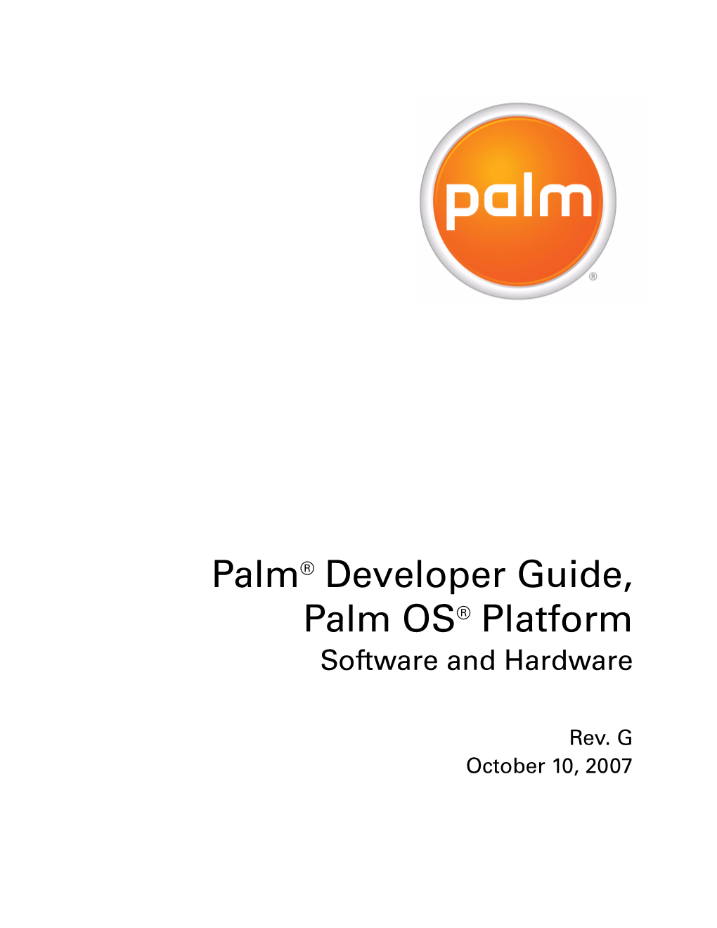 Palm Developer Guide, Palm OS Platform, Software