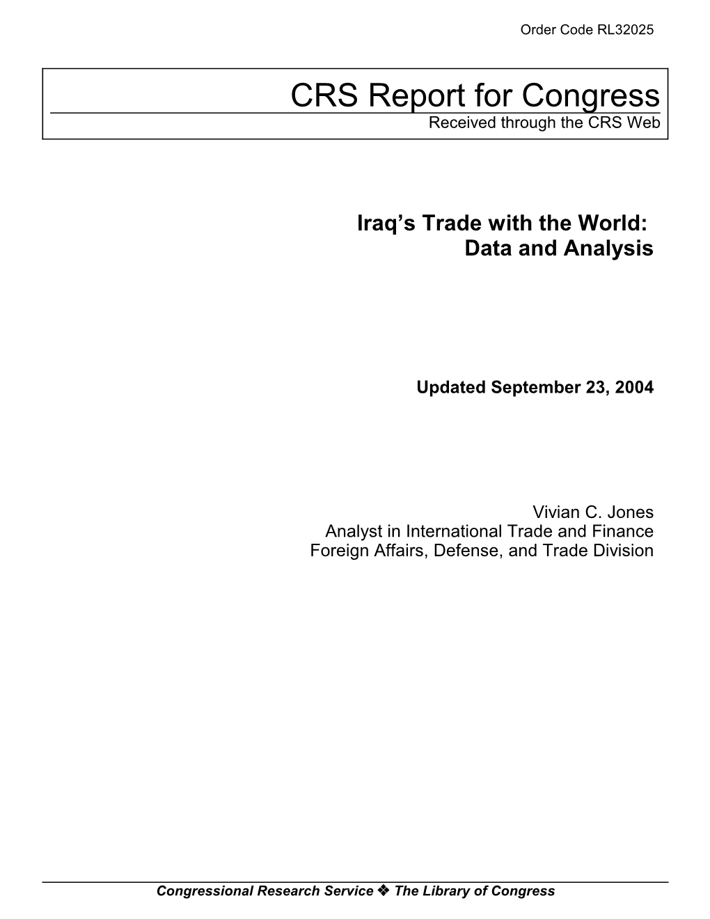 Iraq's Trade with the World