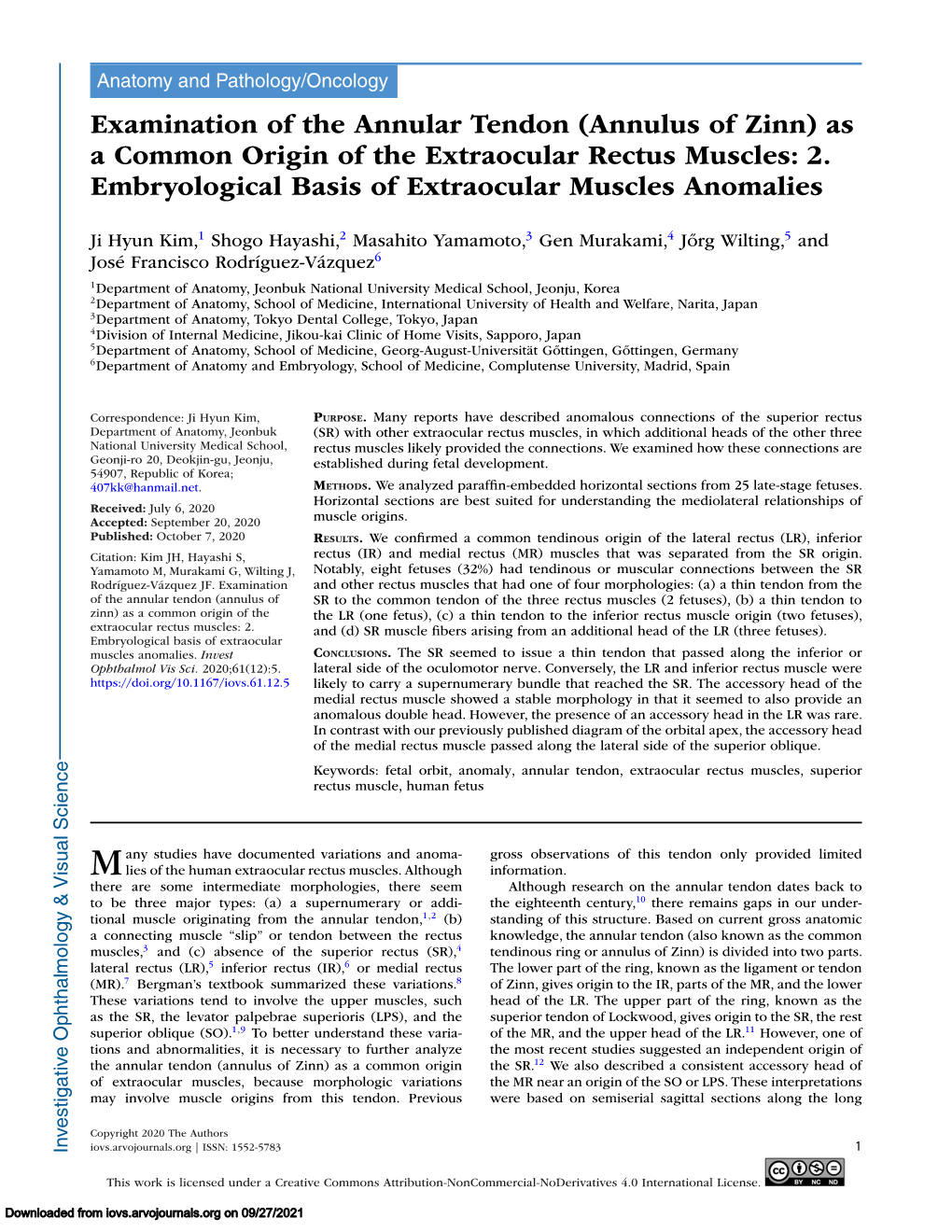 Examination of the Annular Tendon (Annulus of Zinn) As a Common Origin of the Extraocular Rectus Muscles: 2