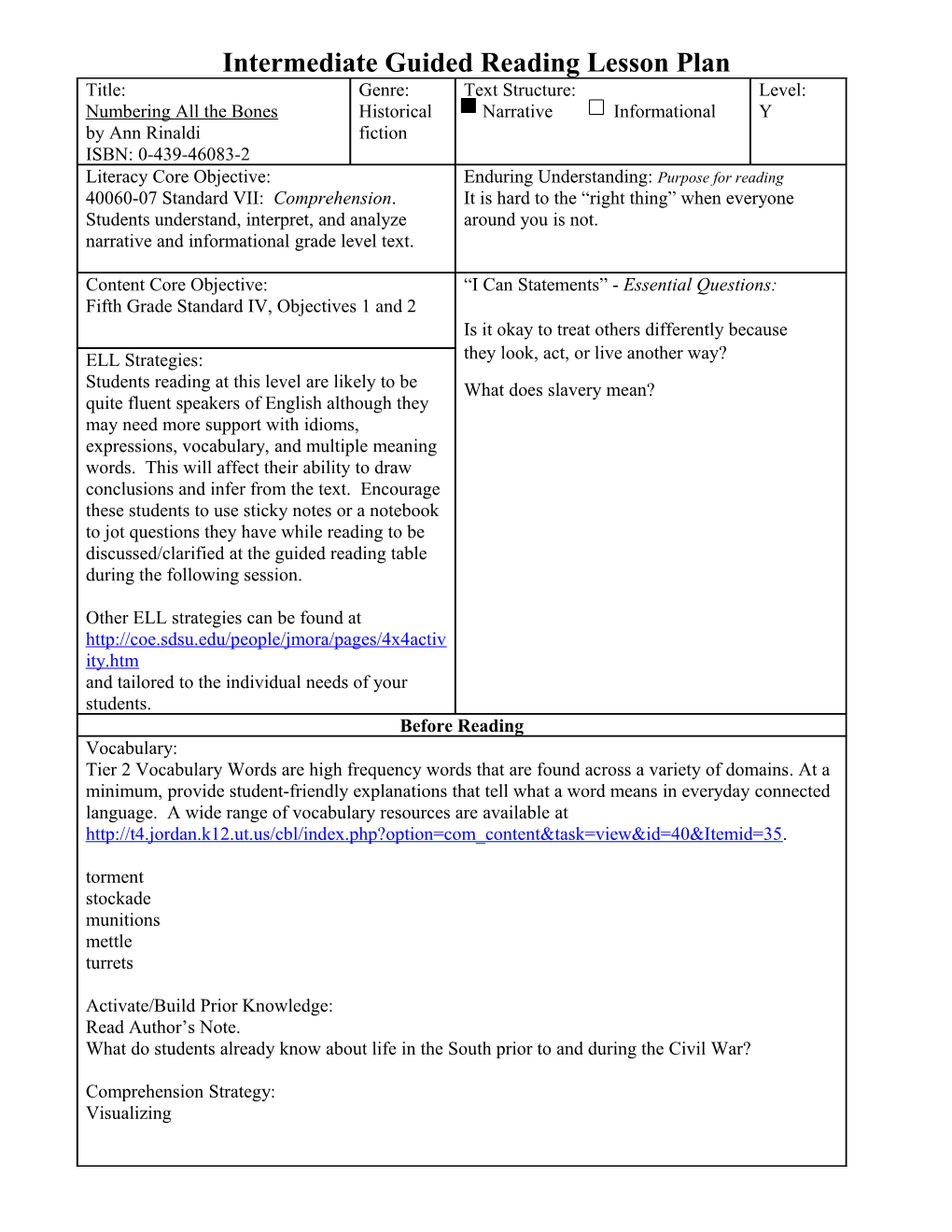 Primary Guided Reading Lesson Plan s14