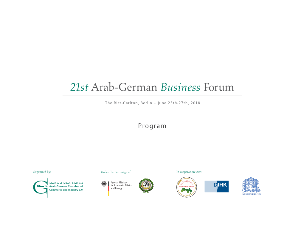 21St Arab-German Business Forum