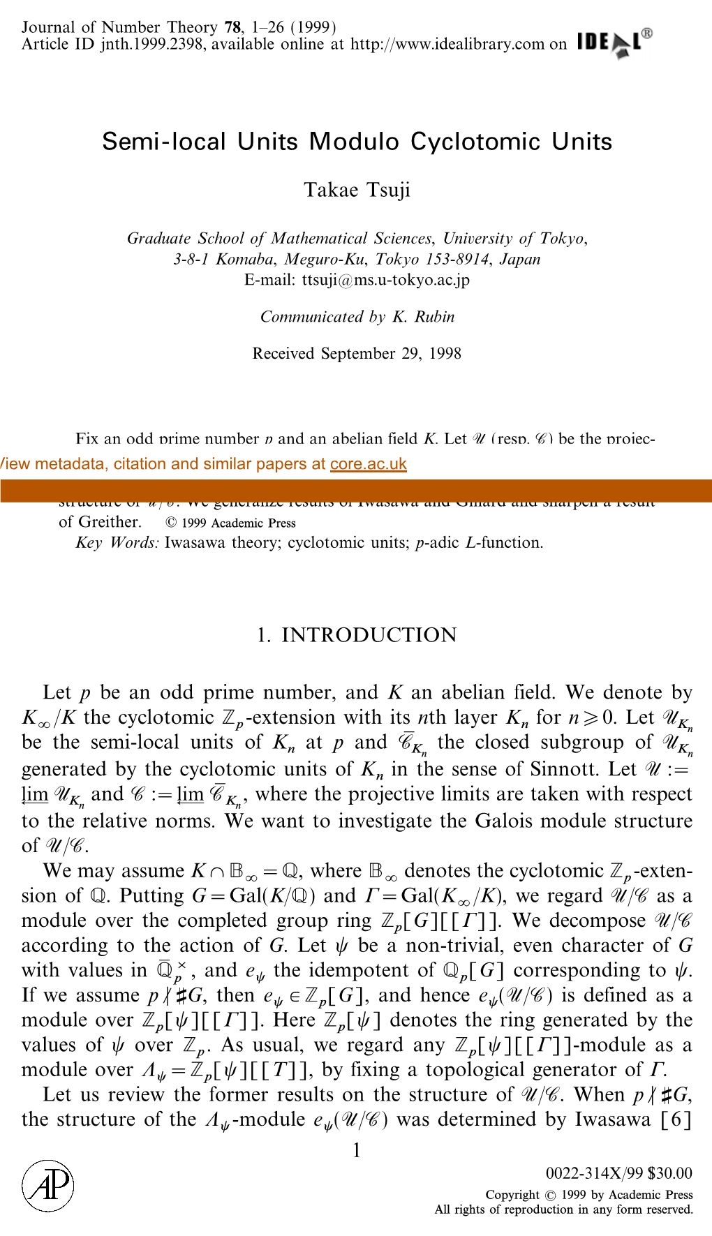 Local Units Modulo Cyclotomic Units