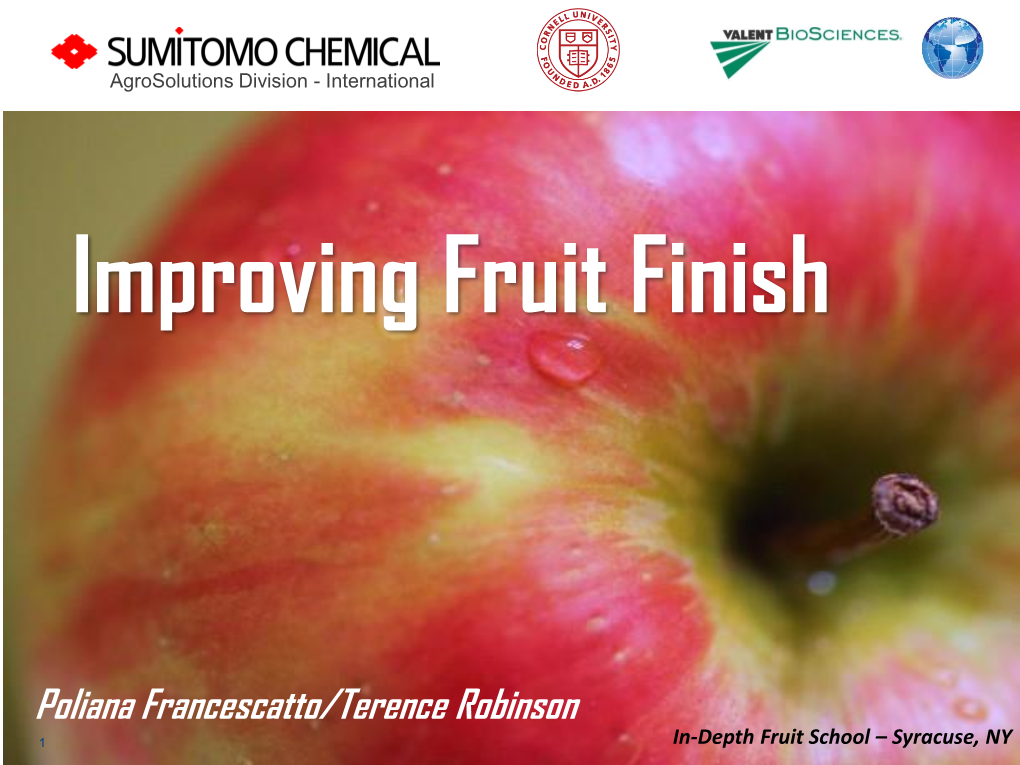 Poliana Francescatto/Terence Robinson 1 In-Depth Fruitcreative School Hybrid – Chemistrysyracuse, NY Agrosolutions Division - International