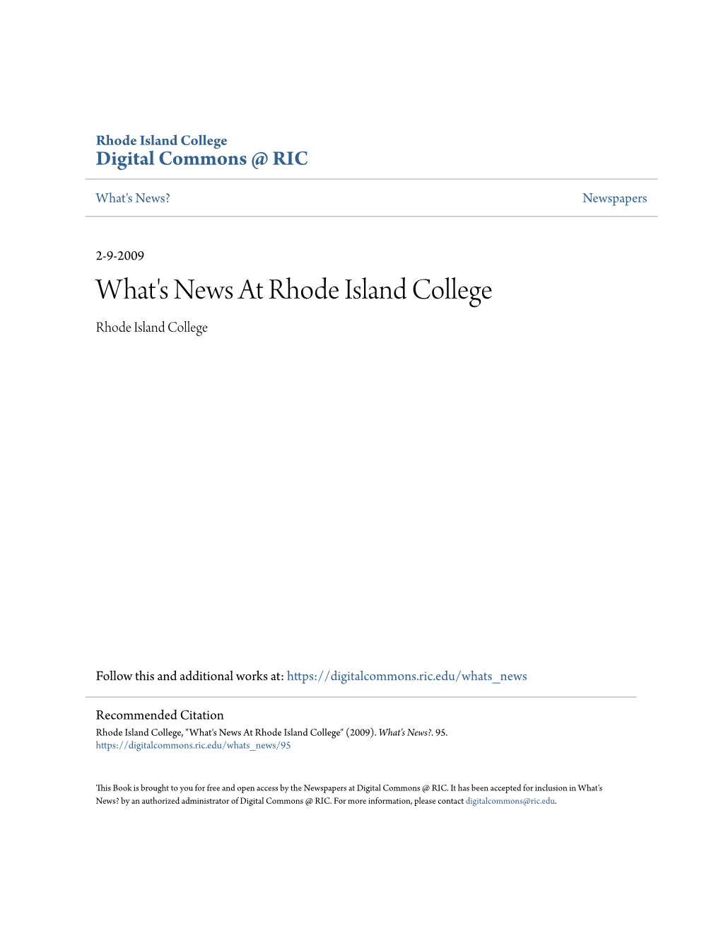What's News at Rhode Island College Rhode Island College