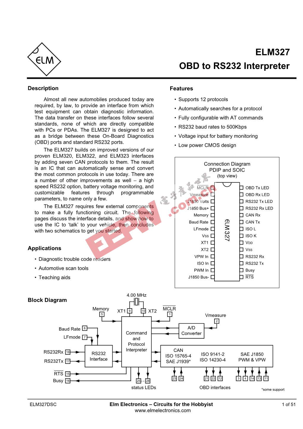 ELM327 OBD to RS232 Interpreter