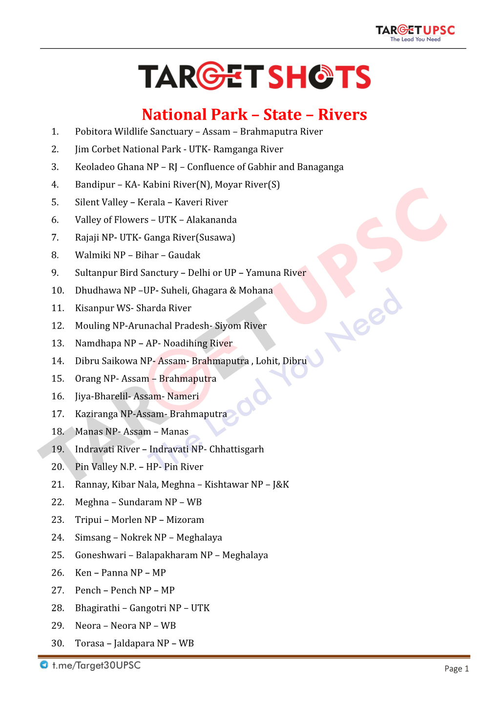 National Park – State – Rivers 1