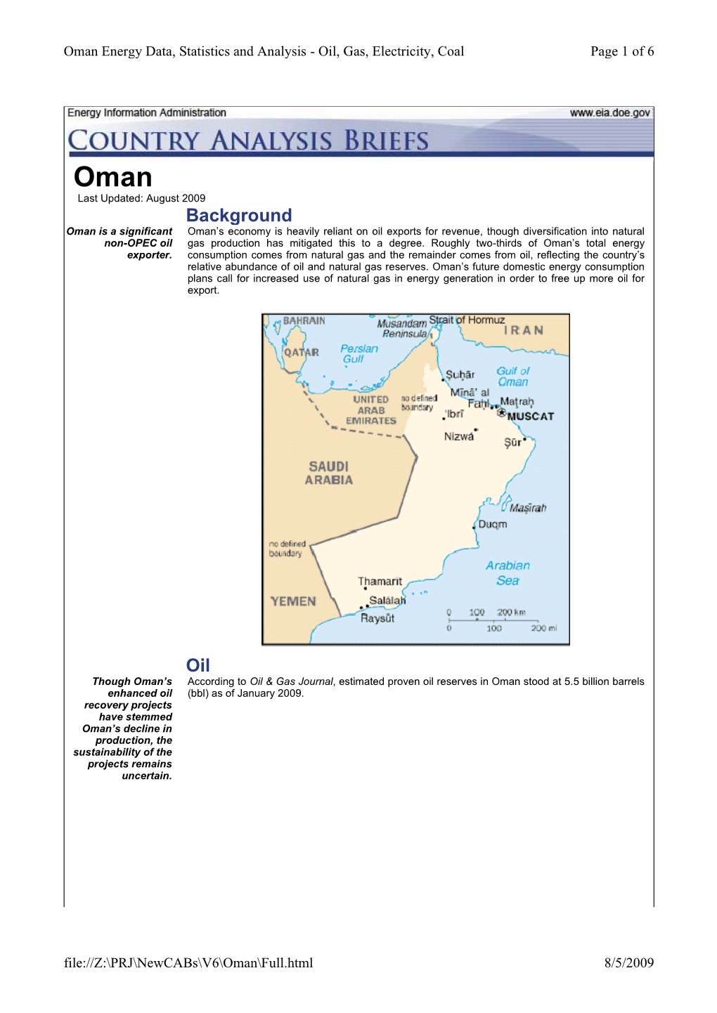 Oman Energy Data, Statistics and Analysis - Oil, Gas, Electricity, Coal Page 1 of 6